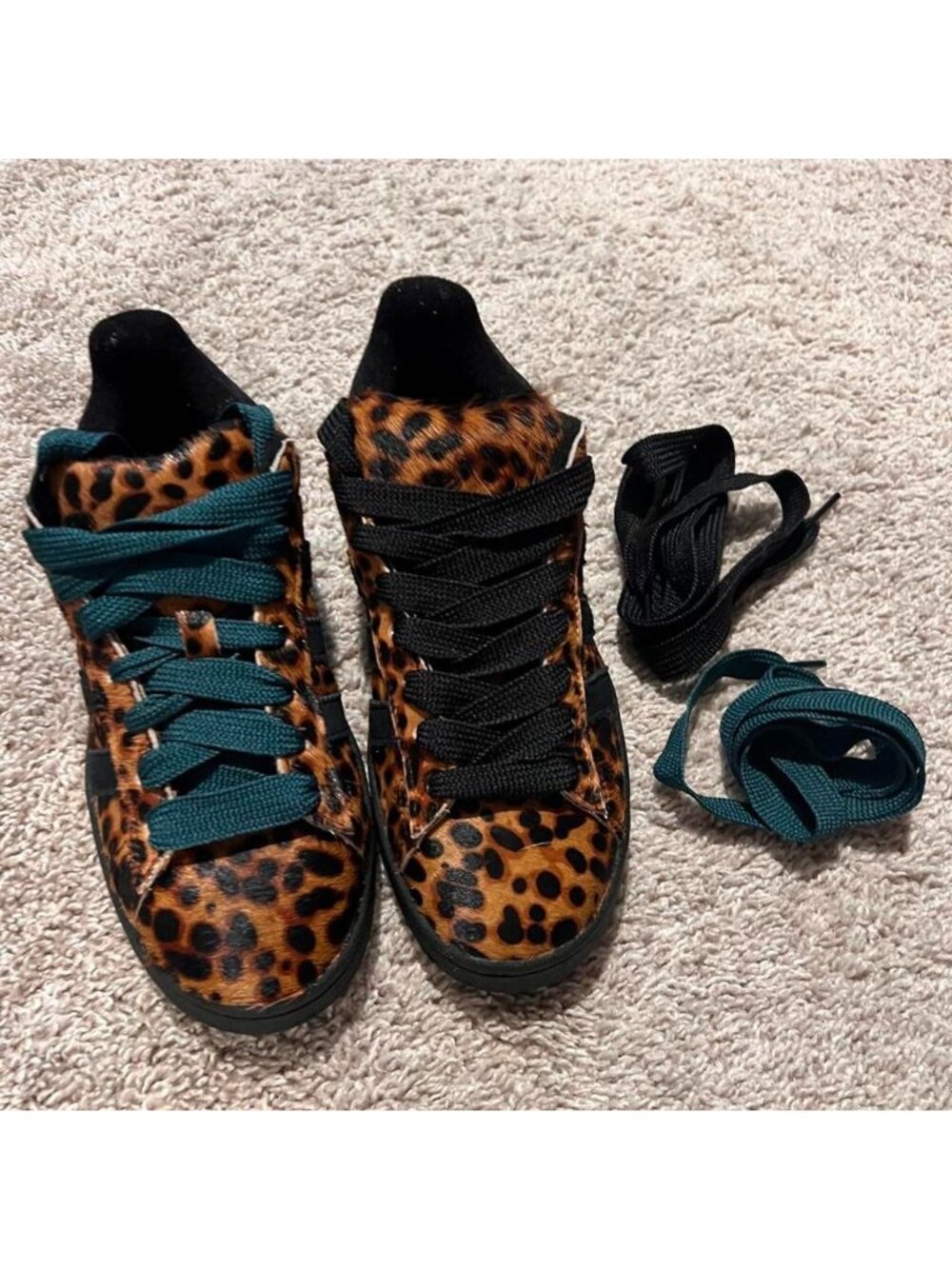 NEW! Adidas Originals Campus leopard print Horse hair sneakers i7.5 - Picture 2 of 8